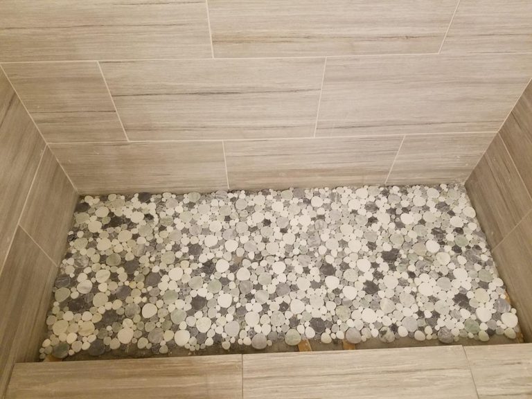 new shower pan and floor